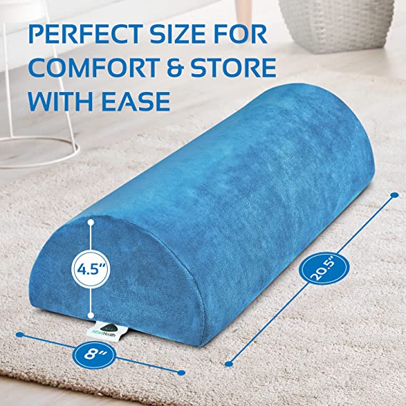 Large Half Moon Bolster Pillow for Legs, Knees & Lower Back – Memory Foam (Navy)