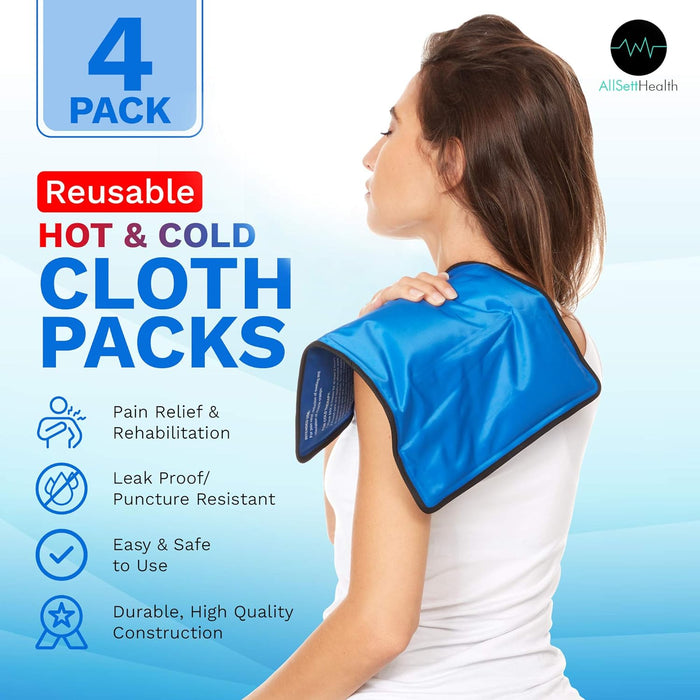 4 Pack XXL Reusable Hot & Cold Gel Ice Packs – 11 x 14.5 in
