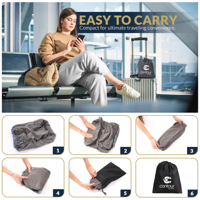 Travel Foot Rest Pillow – 1 Pack Inflatable Airplane Seat Extender for (Grey)
