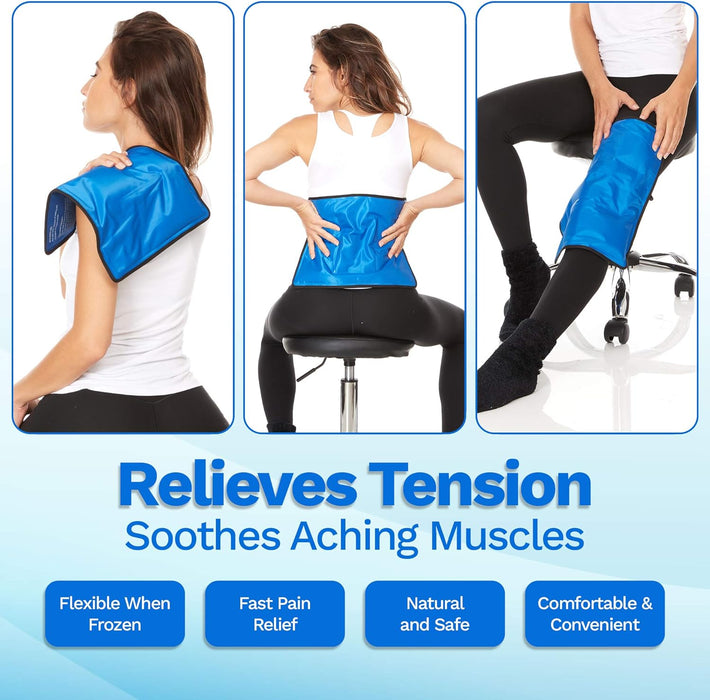 4 Pack XXL Reusable Hot & Cold Gel Ice Packs – 11 x 14.5 in