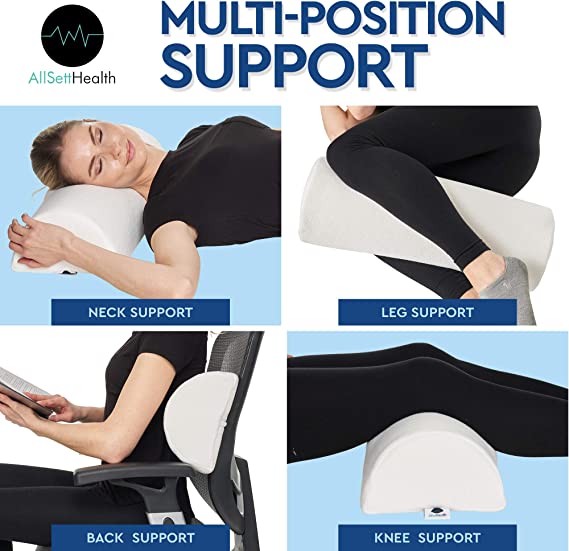 2 Pack Half Moon Bolster Pillow – Memory Foam Leg & Back Support