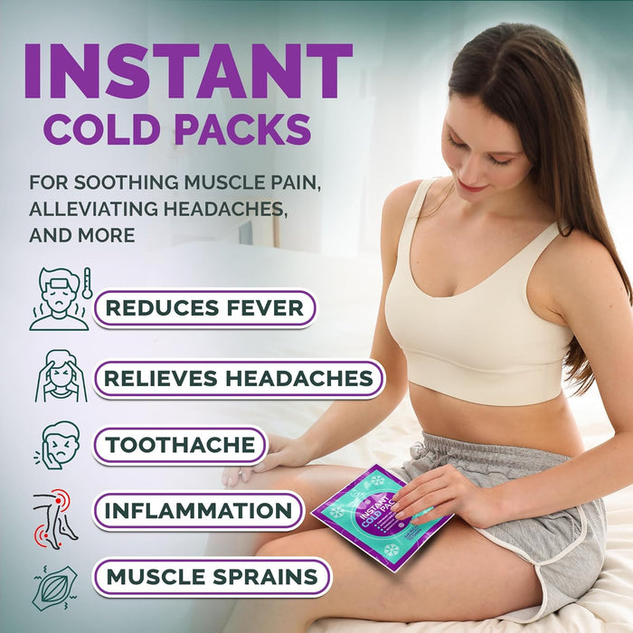 Instant Ice Cold Packs – 50 Pack Portable Cold Therapy (6” x 5”)