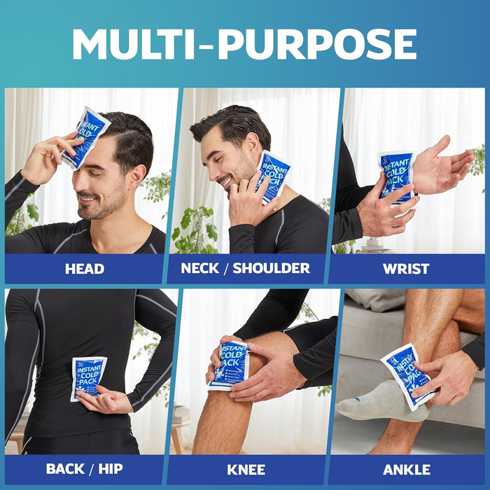 Instant Ice Cold Packs for Injuries – 50 Pack Disposable Cold Compress (6” x 4.5”)
