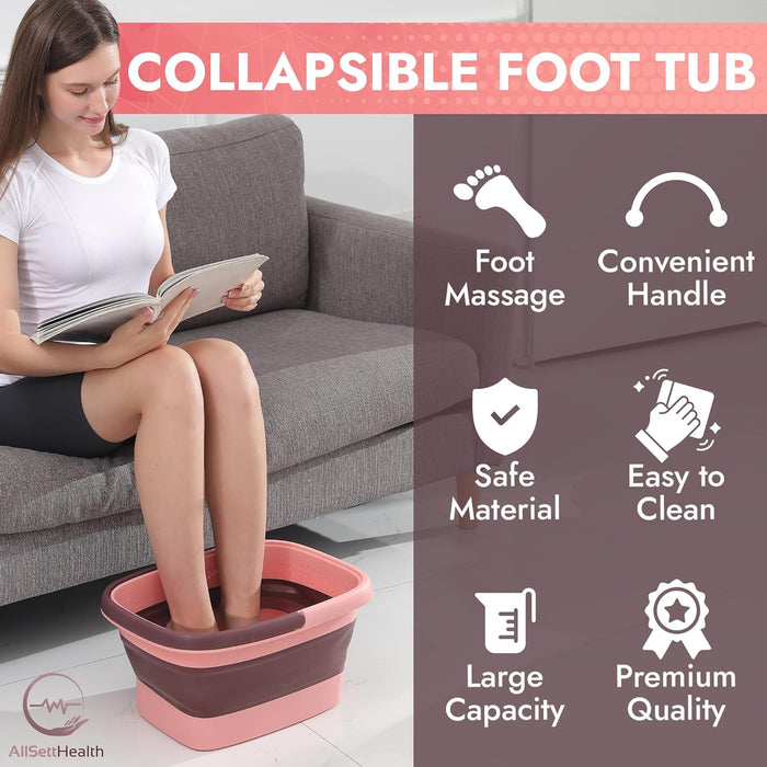 Collapsible Foot Bath with Massage Rollers – Foldable Foot Soak Tub (Blue)