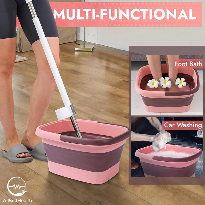 Collapsible Foot Bath with Massage Rollers – Foldable Foot Soak Tub (Blue)