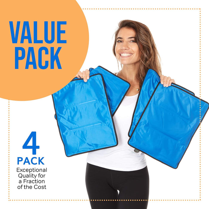 4 Pack XXL Reusable Hot & Cold Gel Ice Packs – 11 x 14.5 in