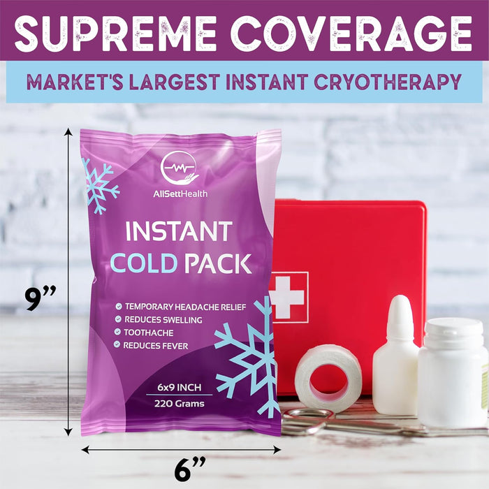 Instant Ice Cold Pack (12 Pack) – Disposable Cold Compress for Injuries & First Aid