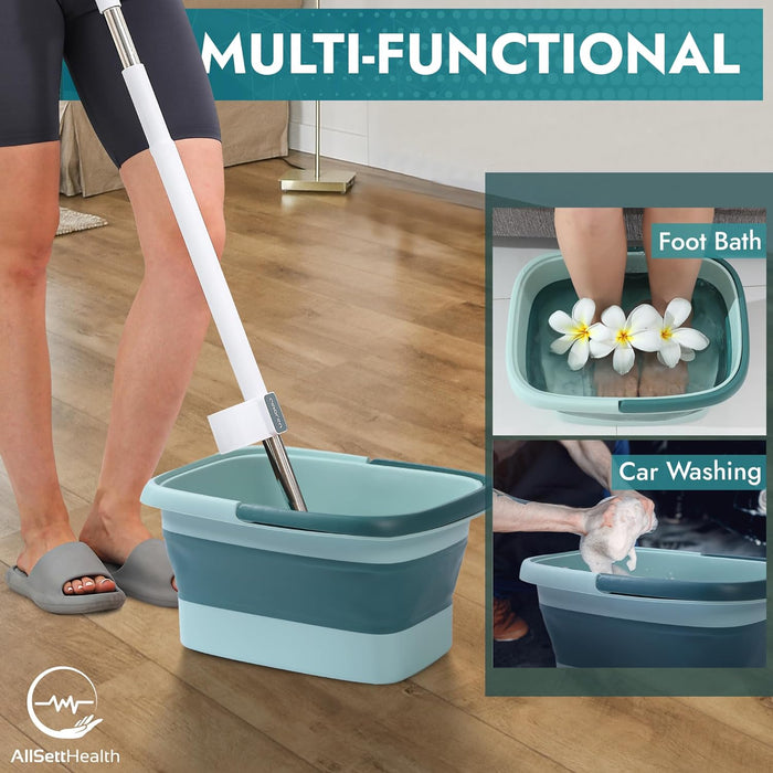 Collapsible Foot Bath with Massage Rollers – Foldable Foot Soak Tub (Blue)