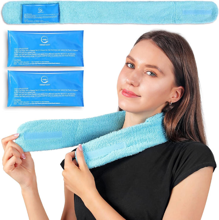Cooling Towel with Gel Ice Pack Inserts – Reusable Cold Therapy Wrap for Neck & Body