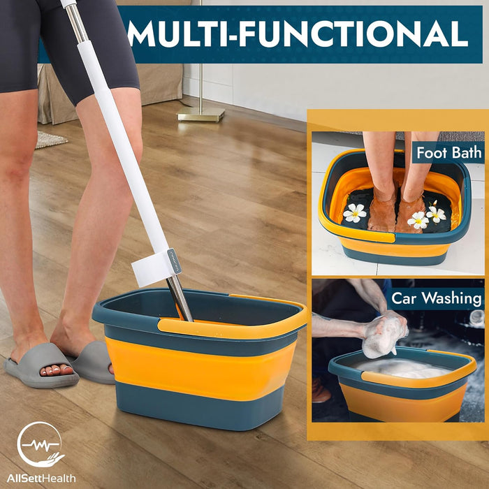 Collapsible Foot Bath with Massage Rollers – Foldable Foot Soak Tub (Blue)