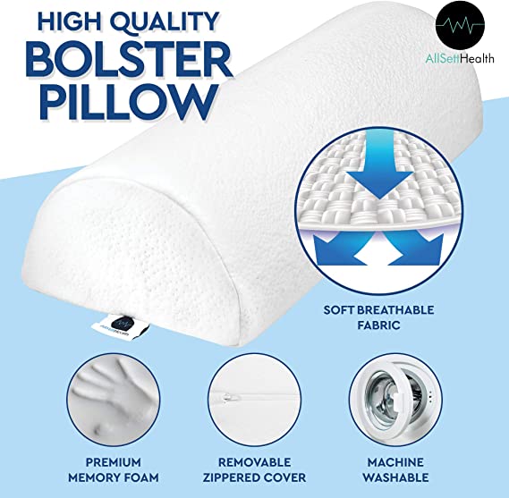 2 Pack Half Moon Bolster Pillow – Memory Foam Leg & Back Support