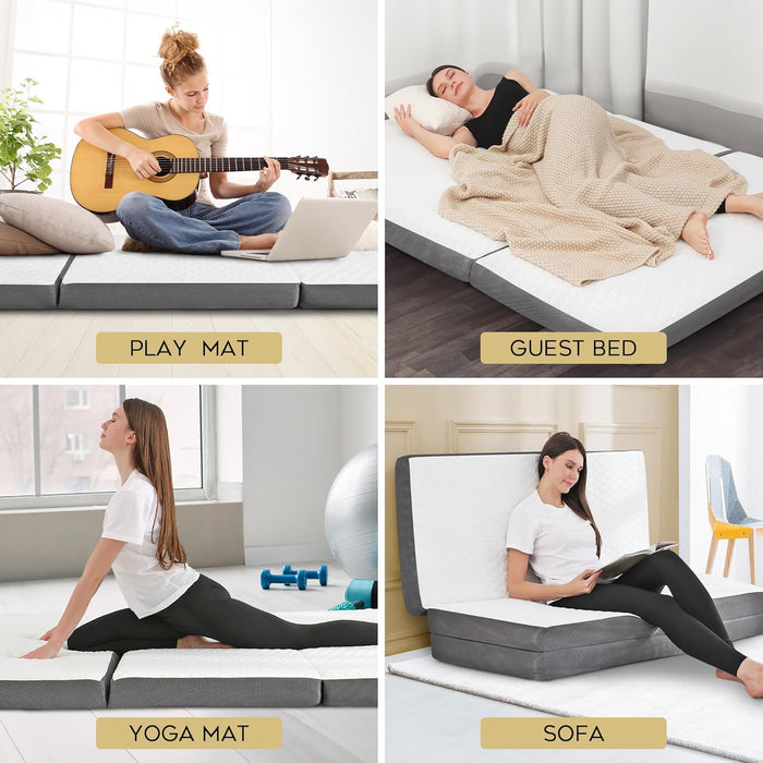 Tri-Fold Single Mattress – Memory Foam Portable Floor Bed