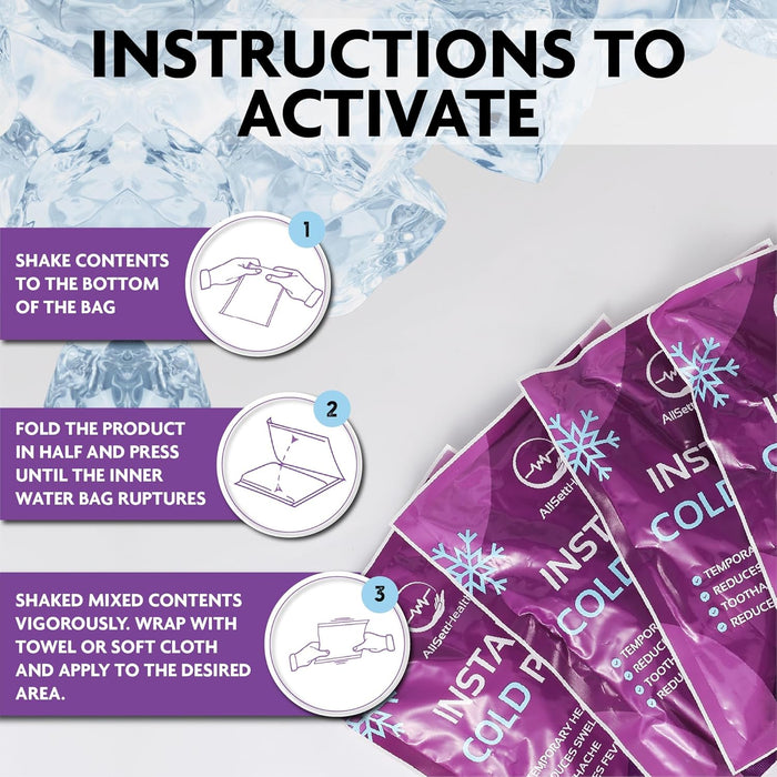 Instant Ice Cold Pack (24 Pack) – Disposable Cold Compress for Injuries & First Aid
