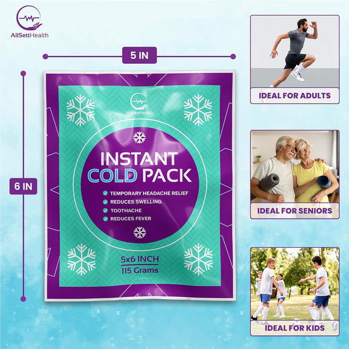 Instant Ice Cold Packs – 25 Pack Portable Cold Therapy (6” x 5”)