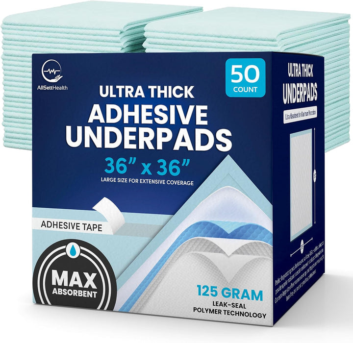 50 Pack Adhesive Disposable Bed Pads – XXL 36” x 36”