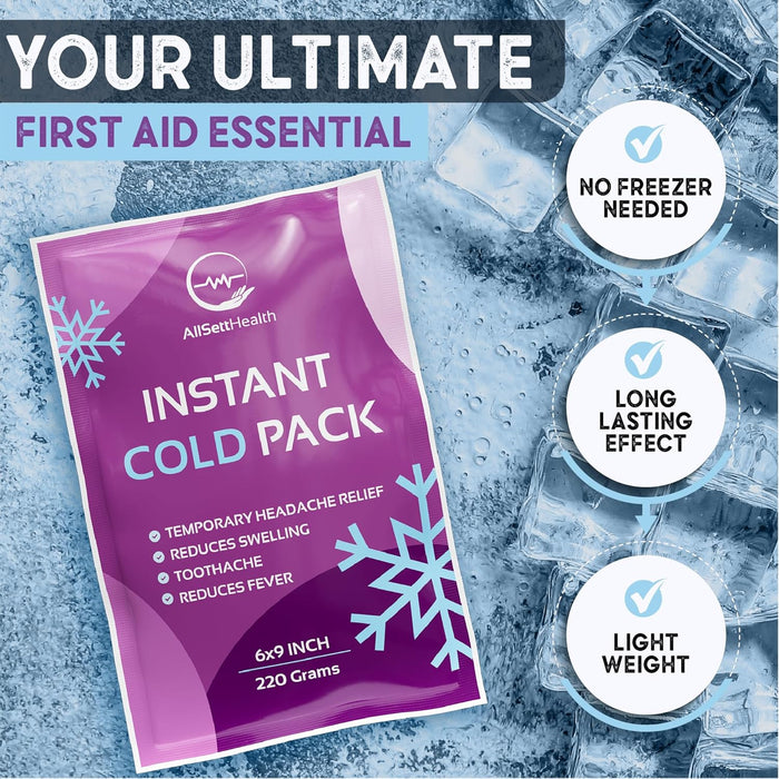 Instant Ice Cold Pack (24 Pack) – Disposable Cold Compress for Injuries & First Aid