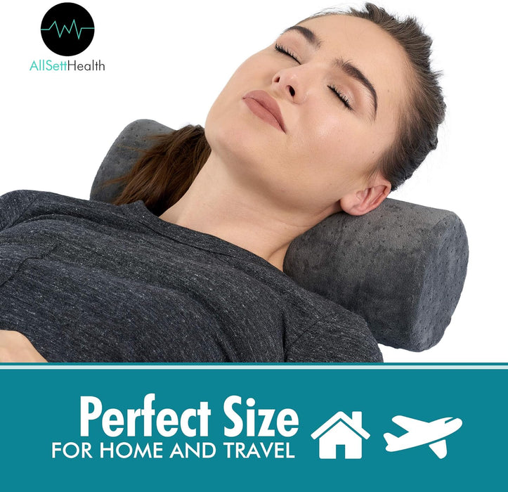Round Cervical Roll Pillow – Bamboo Cover, Neck & Spine Support (Grey)