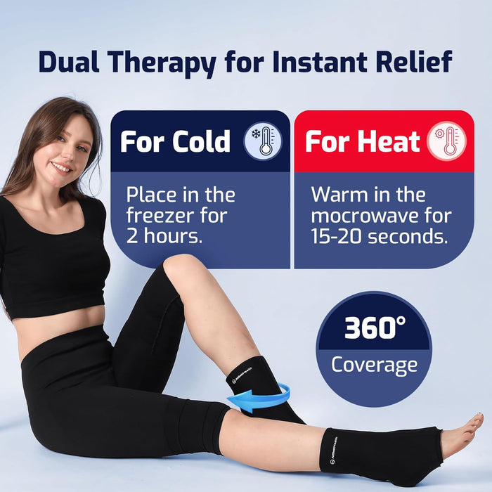 Ankle Ice Pack Wrap for Swelling – Hot & Cold Therapy (L/XL)