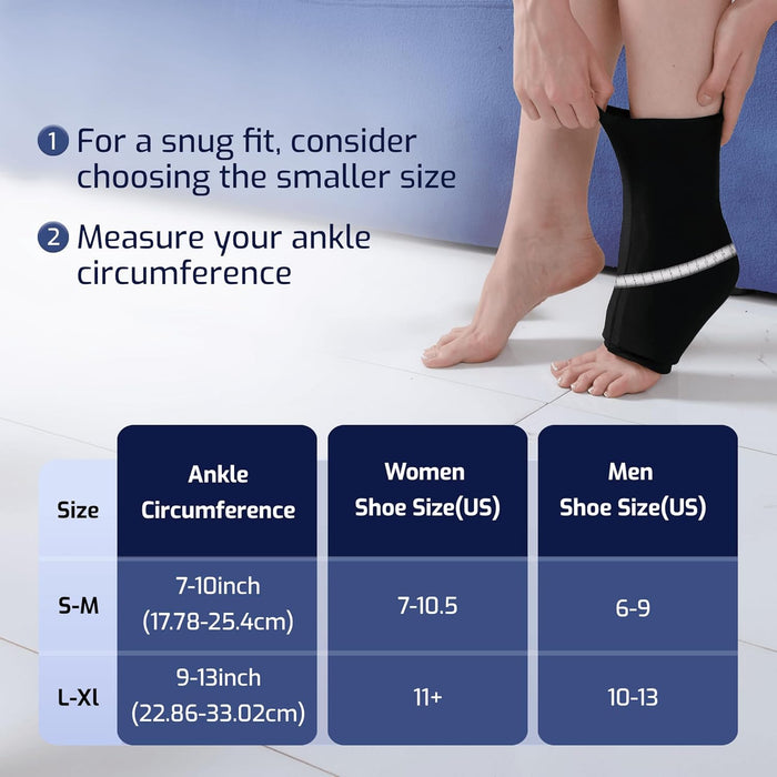 Ankle Ice Pack Wrap – Hot & Cold Therapy Slip-On Compression Sleeve (S/M