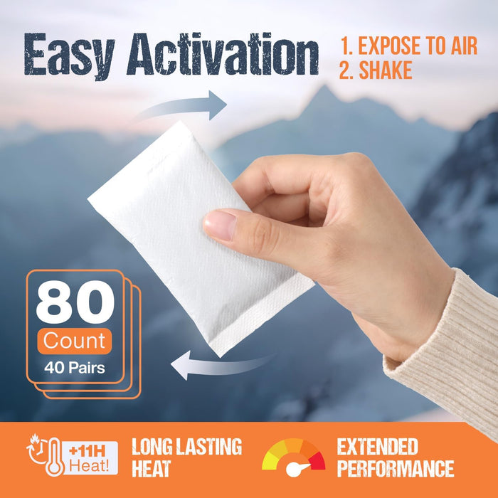 Hand Warmers – 40 Pairs Air Activated Heat Packs