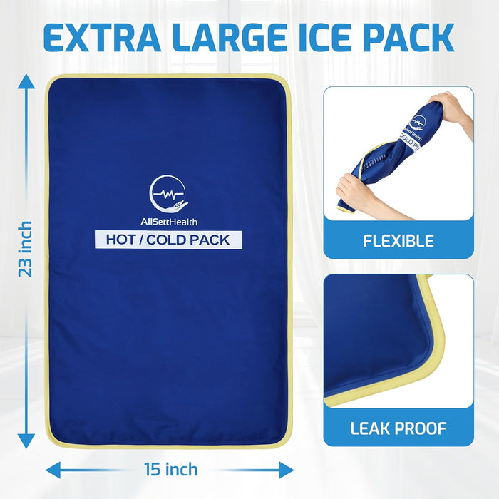 Extra Large Reusable Gel Ice Pack – Hot & Cold Therapy for Back & Injury Relief (23” x 15”)
