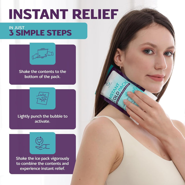 Instant Cold Packs for Injuries – Disposable Ice Compress (50 Pack)