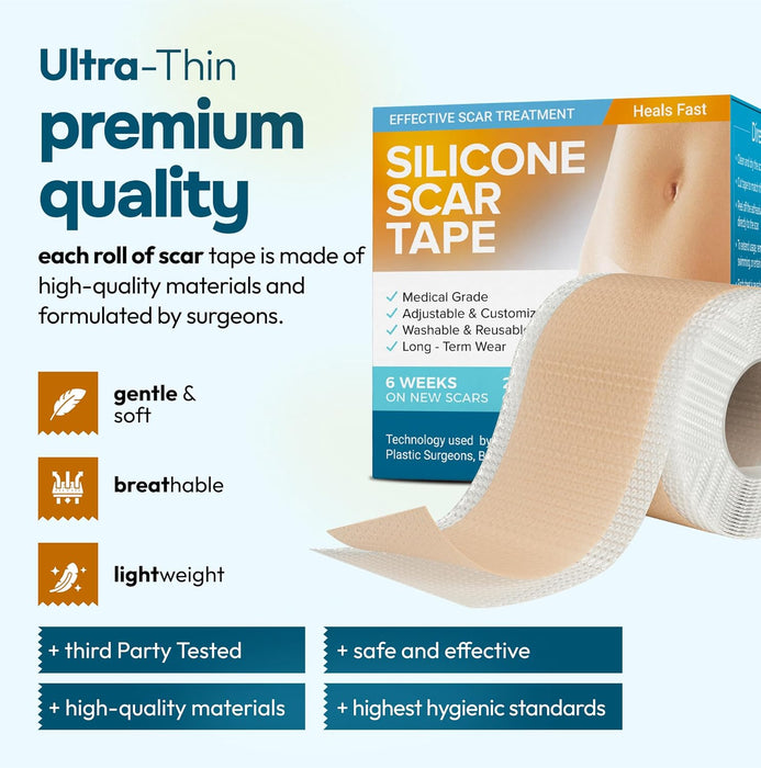Silicone Scar Tape – Reusable Medical Grade Scar Sheets (120”)