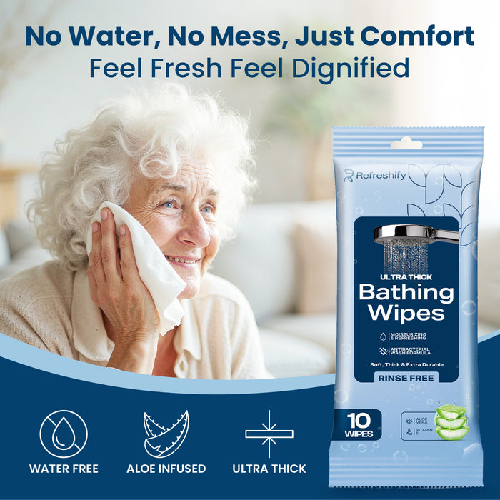 Ultra Thick Shower & Bath Wipes – 200 No Rinse Body Wipes (+ 12 Individual Wipes)