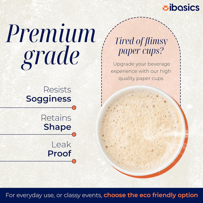 IBASICS 12 oz Paper Coffee Cups – Bulk White Hot Cups (600 Pack)