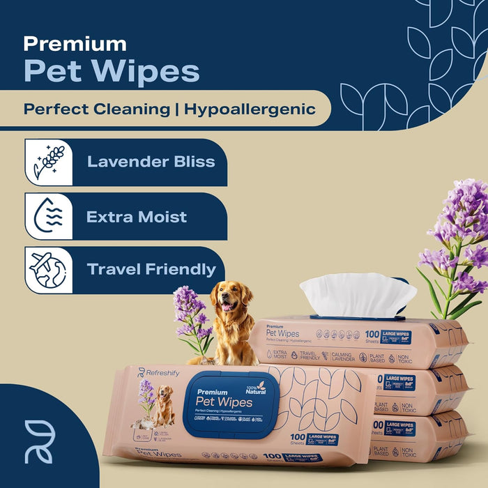 Dog Wipes for Paws & Butt – 400 Lavender Pet Wipes (+ 12 Travel Wipes)