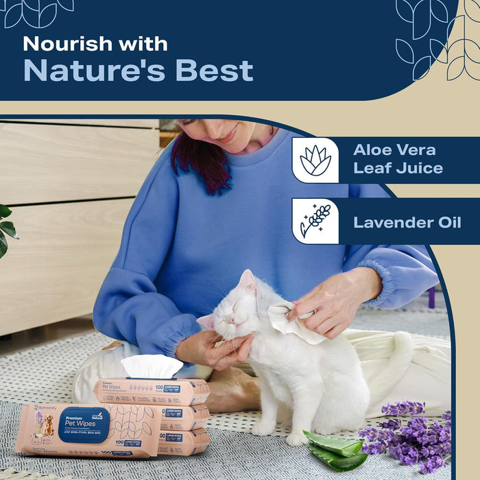 Dog Wipes for Paws & Butt – 400 Lavender Pet Wipes (+ 12 Travel Wipes)