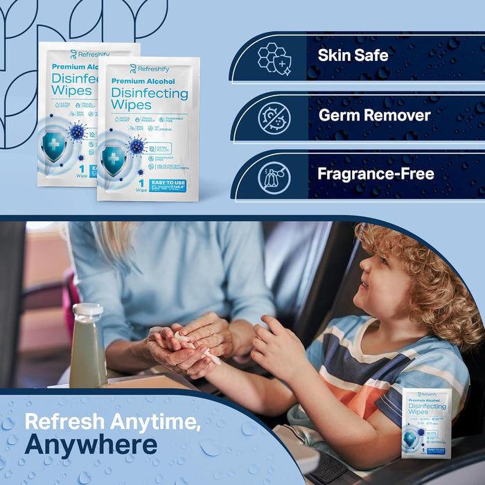 Large Alcohol Wipes 75% – 320 Unscented Hand Sanitizing Wipes (+ 12 Travel Wipes)