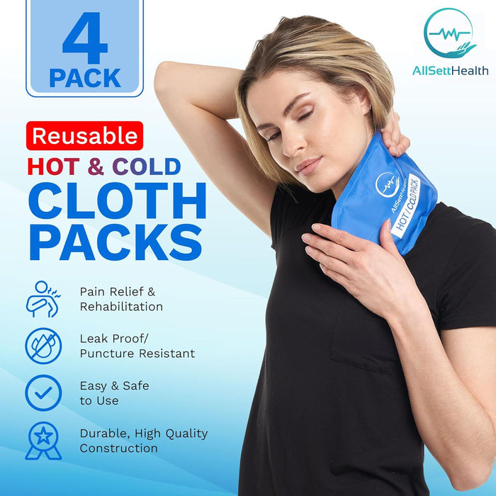 Reusable Hot & Cold Gel Ice Packs – 4 Pack Pain Relief (Blue)