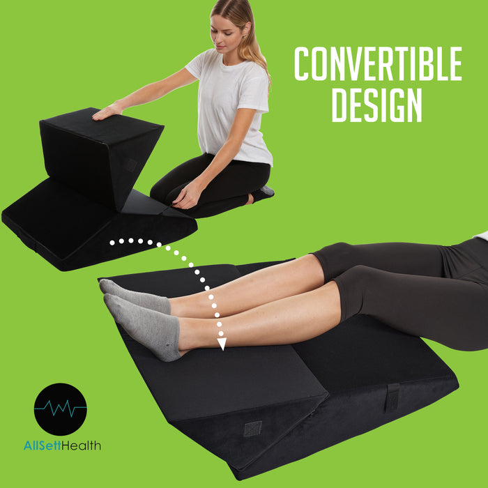 Adjustable Bed Wedge Pillow – Folding Memory Foam Back & Leg Support