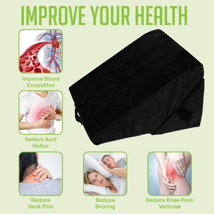 Adjustable Bed Wedge Pillow – Folding Memory Foam Back & Leg Support