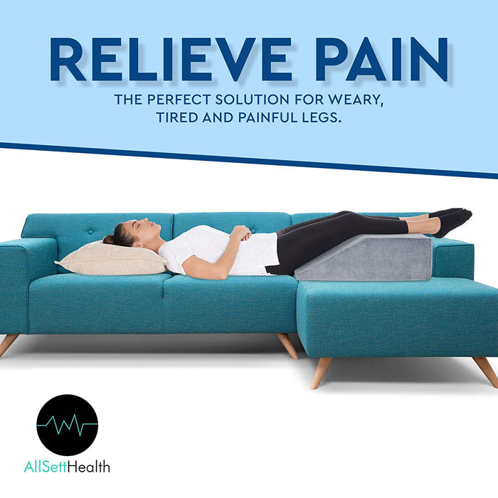 Leg Elevation Pillow Memory Foam Wedge for Circulation & Pain Relief (Grey)