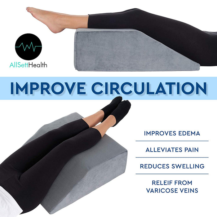 Leg Elevation Pillow Memory Foam Wedge for Circulation & Pain Relief (Grey)