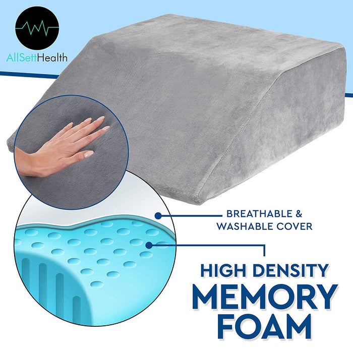 Leg Elevation Pillow Memory Foam Wedge for Circulation & Pain Relief (Grey)