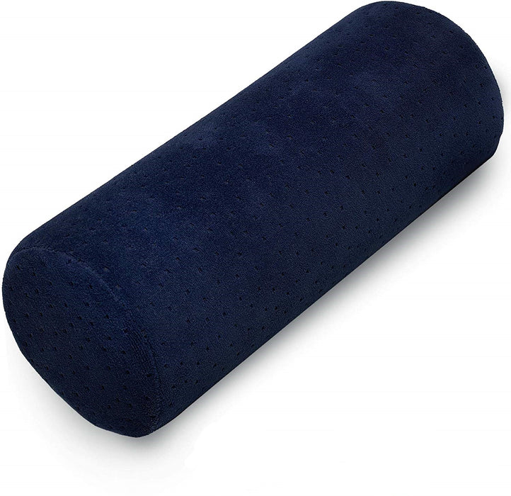 Round Cervical Roll Pillow – Bamboo Cover, Neck & Spine Support (Navy)