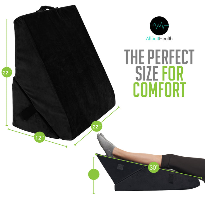 Adjustable Bed Wedge Pillow – Folding Memory Foam Back & Leg Support