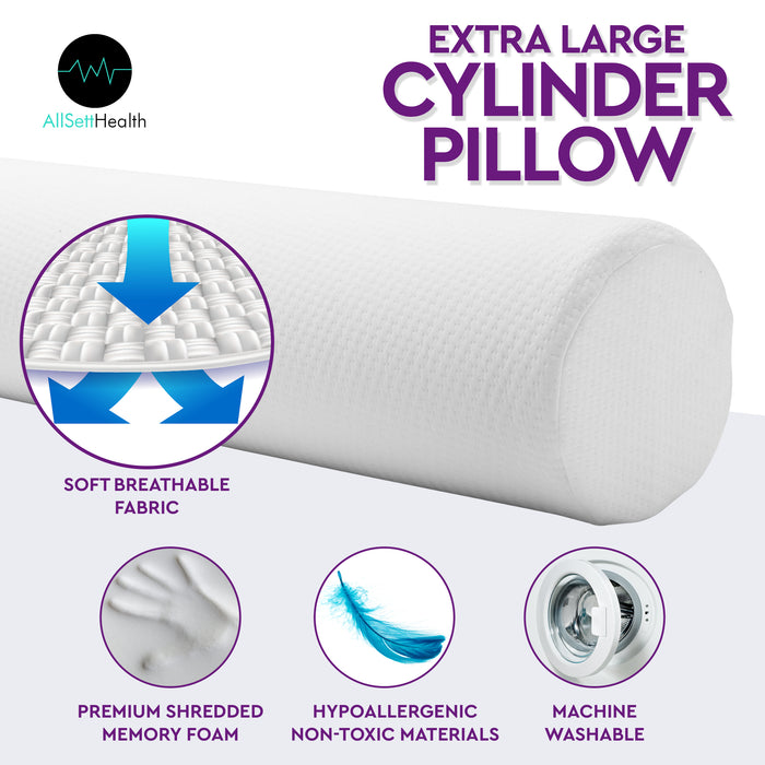 XXL Memory Foam Bolster Body Pillow – Cervical Neck & Spine Support (47”)