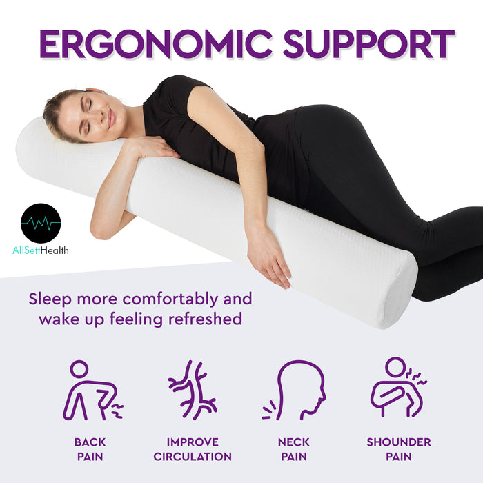 XXL Memory Foam Bolster Body Pillow – Cervical Neck & Spine Support (47”)