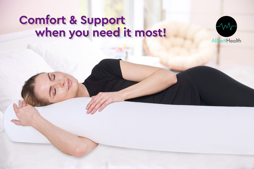 XXL Memory Foam Bolster Body Pillow – Cervical Neck & Spine Support (47”)